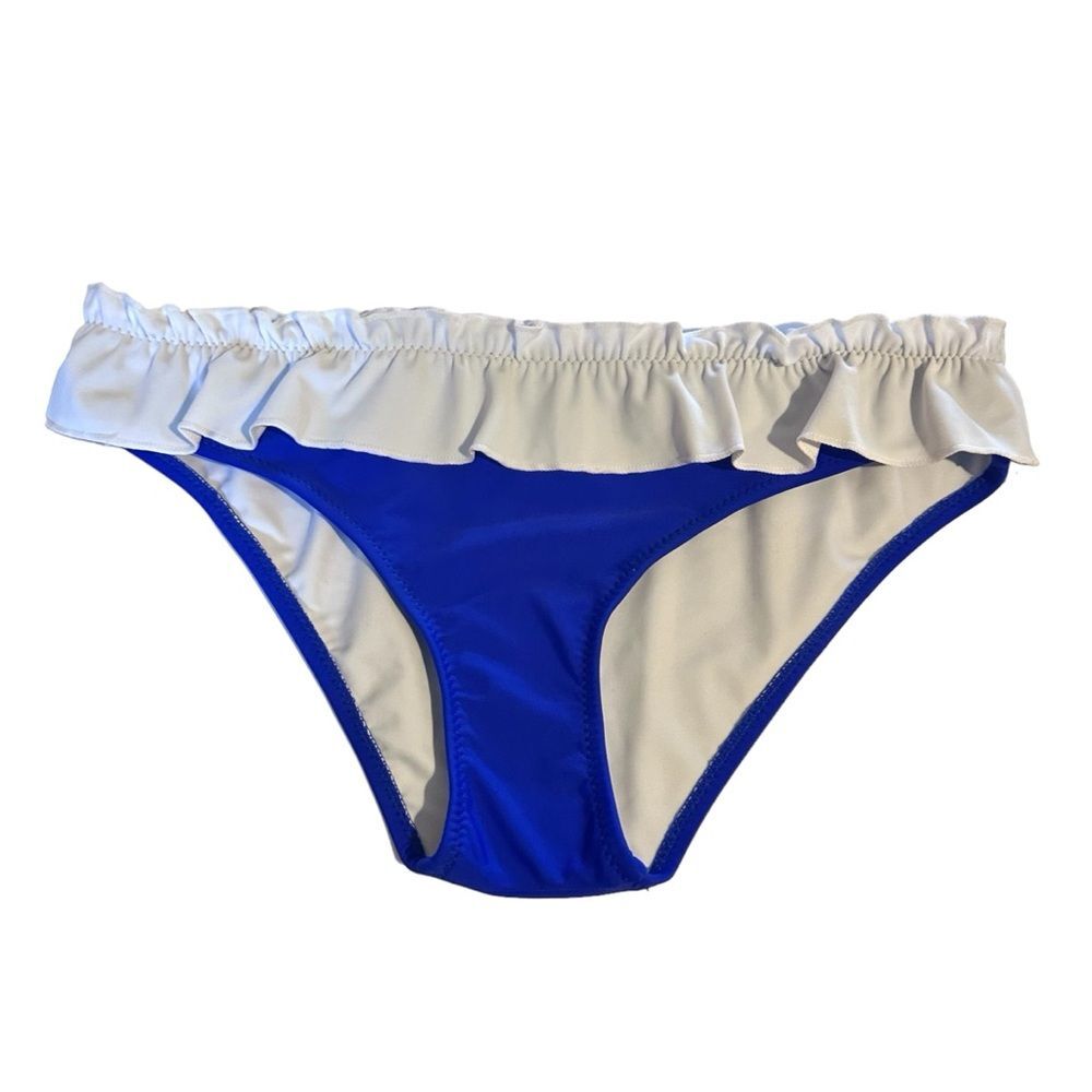 Solid & Striped Women’s Sz S Blue White Ruffle Swimsuit Bikini Bottom NWOT